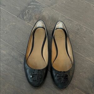 Tory Burch Black Logo Ballet Flats
